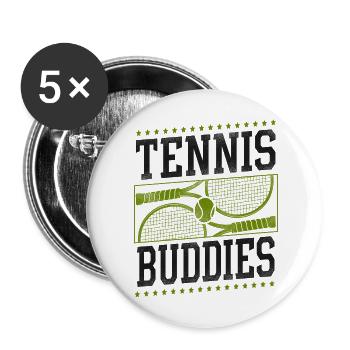 Drôle de joueur de tennis raquette Besties - Lot de 5 grands badges (56 mm) - blanc - Devant