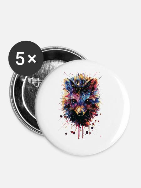 Igel - Buttons groß 56 mm (5er Pack) - Weiß