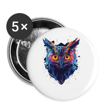 Owl - Buttons large 2.2''/56 mm (5-pack) - white - Front