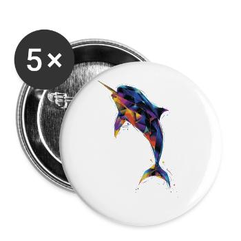 Narval - Lot de 5 grands badges (56 mm) - blanc - Devant
