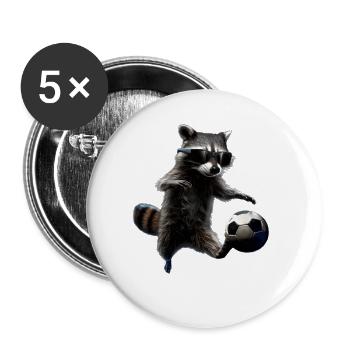 Raton laveur - Lot de 5 grands badges (56 mm) - blanc - Devant