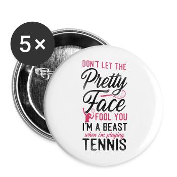 Drôle de joueur de tennis raquette fille - Lot de 5 grands badges (56 mm) - blanc - Devant