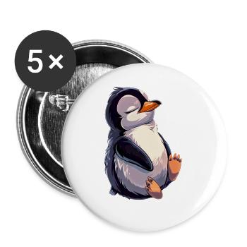 Pinguin - Buttons groß 56 mm (5er Pack) - Weiß - Vorne