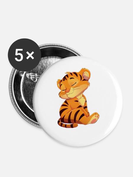 Tiger - Buttons groß 56 mm (5er Pack) - Weiß