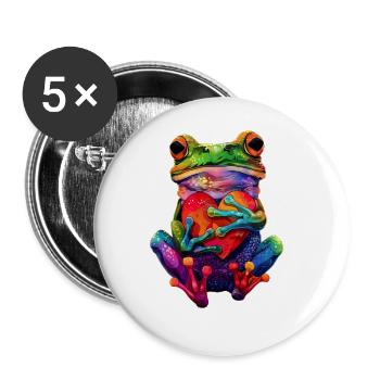 Grenouille - Lot de 5 grands badges (56 mm) - blanc - Devant
