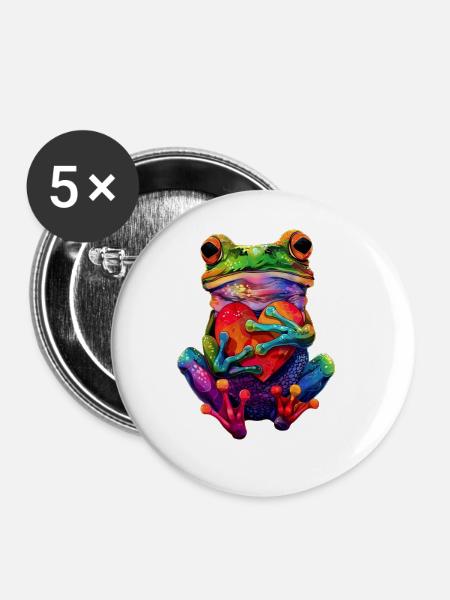Frosch - Buttons groß 56 mm (5er Pack) - Weiß