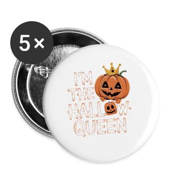 Halloween Frauen Kostüm - Buttons groß 56 mm (5er Pack) - Weiß - Vorne