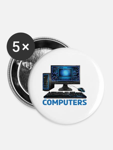 I Hate Computers - Buttons groß 56 mm (5er Pack) - Weiß