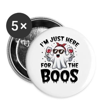 Fantôme d’Halloween, je suis juste là pour les huées - Lot de 5 grands badges (56 mm) - blanc - Devant