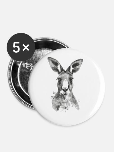 Känguru - Buttons groß 56 mm (5er Pack) - Weiß