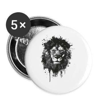 Löwe - Buttons groß 56 mm (5er Pack) - Weiß - Vorne