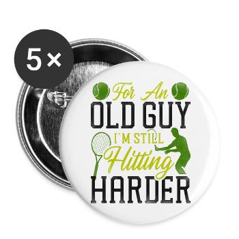 Drôle de joueur de tennis raquette grand-père - Lot de 5 grands badges (56 mm) - blanc - Devant