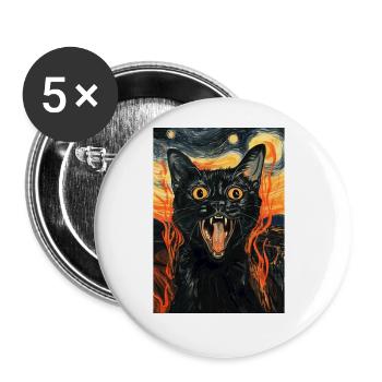 Katze - Buttons groß 56 mm (5er Pack) - Weiß - Vorne