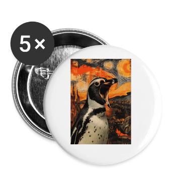 Pinguin - Buttons groß 56 mm (5er Pack) - Weiß - Vorne