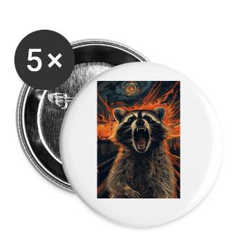 Raton laveur - Lot de 5 grands badges (56 mm) - blanc - Devant