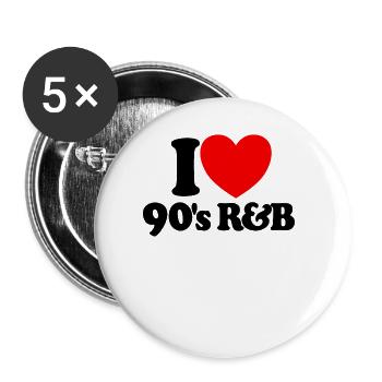 Ich liebe 90er R&B Red Heart Vintage Musik 90er R& - Buttons groß 56 mm (5er Pack) - Weiß - Vorne