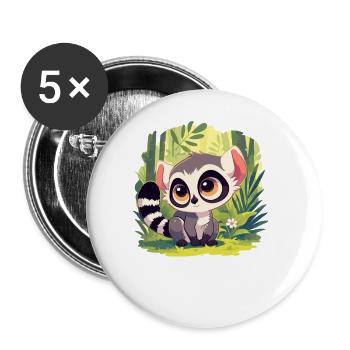 Lémuren Lémuriens Lémurien - Lot de 5 grands badges (56 mm) - blanc - Devant
