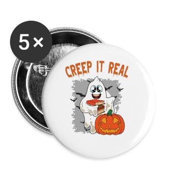 Cute Halloween Ghost Halloween - Buttons large 2.2''/56 mm (5-pack) - white - Front
