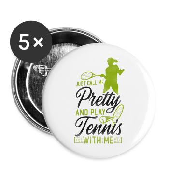 Funny Tennis Player Racket Girl - Buttons large 2.2''/56 mm (5-pack) - white - Front