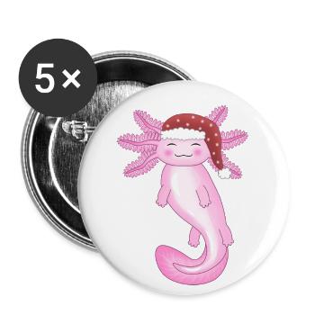Süßer Weihnachts-Axolotl - Buttons groß 56 mm (5er Pack) - Weiß - Vorne