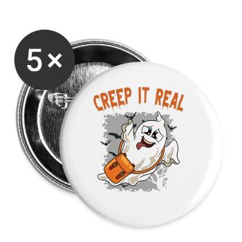 Cute Halloween Ghost Halloween - Buttons large 2.2''/56 mm (5-pack) - white - Front