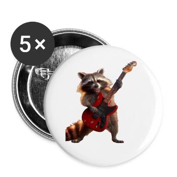 Raton laveur - Lot de 5 grands badges (56 mm) - blanc - Devant