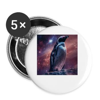Pinguin - Buttons groß 56 mm (5er Pack) - Weiß - Vorne