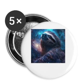 Faultier - Buttons groß 56 mm (5er Pack) - Weiß - Vorne