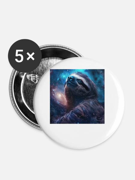 Faultier - Buttons groß 56 mm (5er Pack) - Weiß