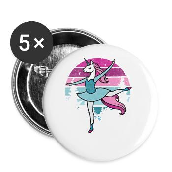 Prima Ballerina Einhorn Reiten I Ballett Fun I Tän - Buttons groß 56 mm (5er Pack) - Weiß - Vorne
