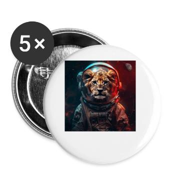 Löwe - Buttons groß 56 mm (5er Pack) - Weiß - Vorne