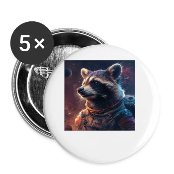 Raton laveur - Lot de 5 grands badges (56 mm) - blanc - Devant