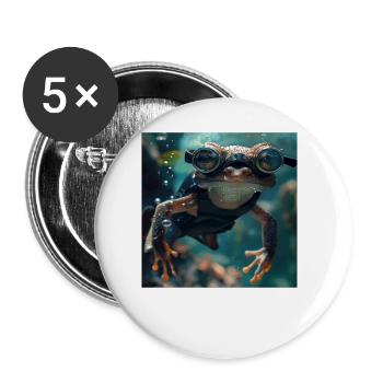 Grenouille - Lot de 5 grands badges (56 mm) - blanc - Devant