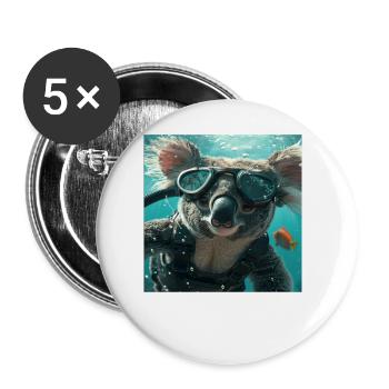 Koala - Lot de 5 grands badges (56 mm) - blanc - Devant