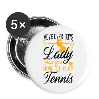 Drôle de joueur de tennis raquette fille - Lot de 5 grands badges (56 mm) - blanc - Devant