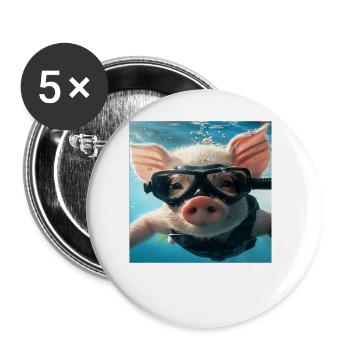 Schwein - Buttons groß 56 mm (5er Pack) - Weiß - Vorne