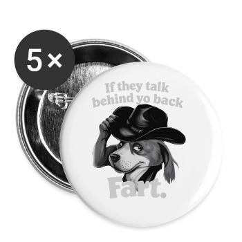 Chien - Lot de 5 grands badges (56 mm) - blanc - Devant