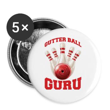 Gutter Ball Guru - Buttons groß 56 mm (5er Pack) - Weiß - Vorne