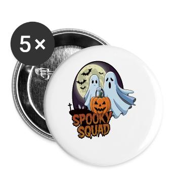 Halloween Spooky Squad fantôme avec chapeau - Lot de 5 grands badges (56 mm) - blanc - Devant