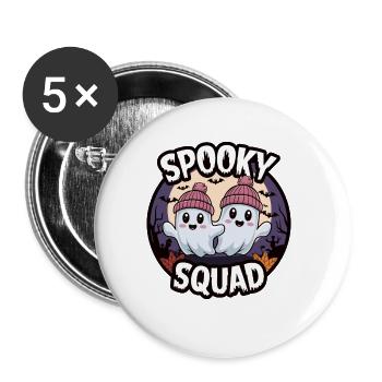 Halloween Spooky Squad fantôme avec chapeau - Lot de 5 grands badges (56 mm) - blanc - Devant
