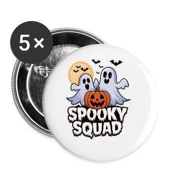 Halloween Spooky Squad fantôme avec chapeau - Lot de 5 grands badges (56 mm) - blanc - Devant