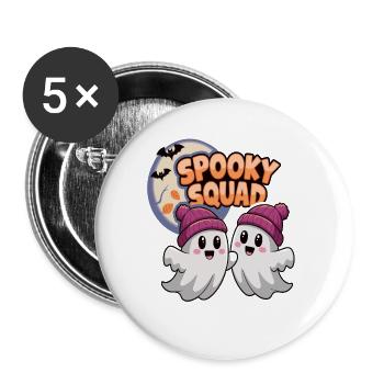 Halloween Spooky Squad fantôme avec chapeau - Lot de 5 grands badges (56 mm) - blanc - Devant