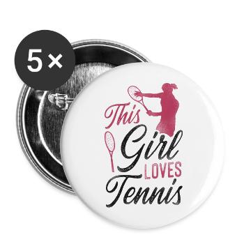 Drôle de joueur de tennis raquette fille - Lot de 5 grands badges (56 mm) - blanc - Devant