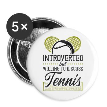 Raquette de joueur de tennis drôle - Lot de 5 grands badges (56 mm) - blanc - Devant