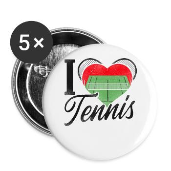 Funny Tennis Player Racket Heart I - Buttons groß 56 mm (5er Pack) - Weiß - Vorne