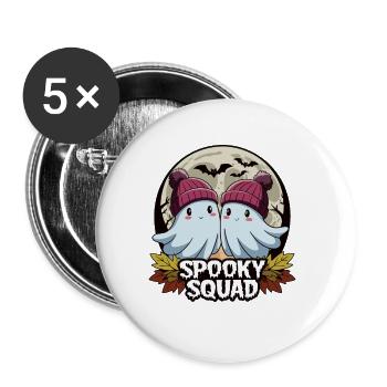 Halloween Spooky Squad fantôme avec chapeau - Lot de 5 grands badges (56 mm) - blanc - Devant