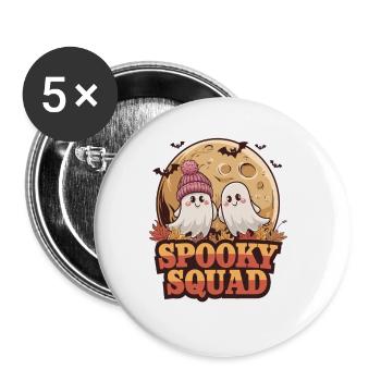 Halloween Spooky Squad fantôme avec chapeau - Lot de 5 grands badges (56 mm) - blanc - Devant