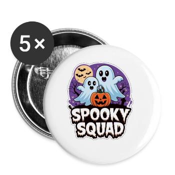 Halloween Spooky Squad Ghost with Hat - Buttons large 2.2''/56 mm (5-pack) - white - Front