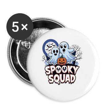 Halloween Spooky Squad fantôme avec chapeau - Lot de 5 grands badges (56 mm) - blanc - Devant
