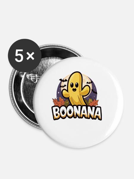 Halloween Boonana Halloween Geist - Buttons groß 56 mm (5er Pack) - Weiß